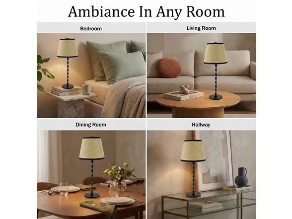 Twist Stem Black Tan Shade Lamp