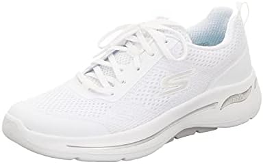 Skechers Women's Performance Go Walk Arch Fit-Motion Breeze Sneaker, White/Silver, 7