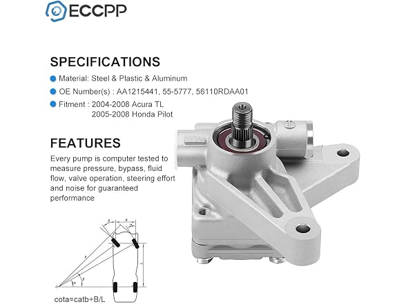 ECCPP Power Steering Pump fit for Acura TL #21-5