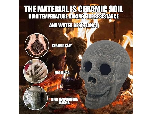 Halloween Fire Pit Skull Ceramic