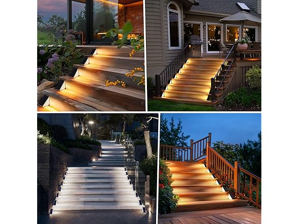 Bosceos 8-Pack Solar Stair Lights Outdoor Waterproof