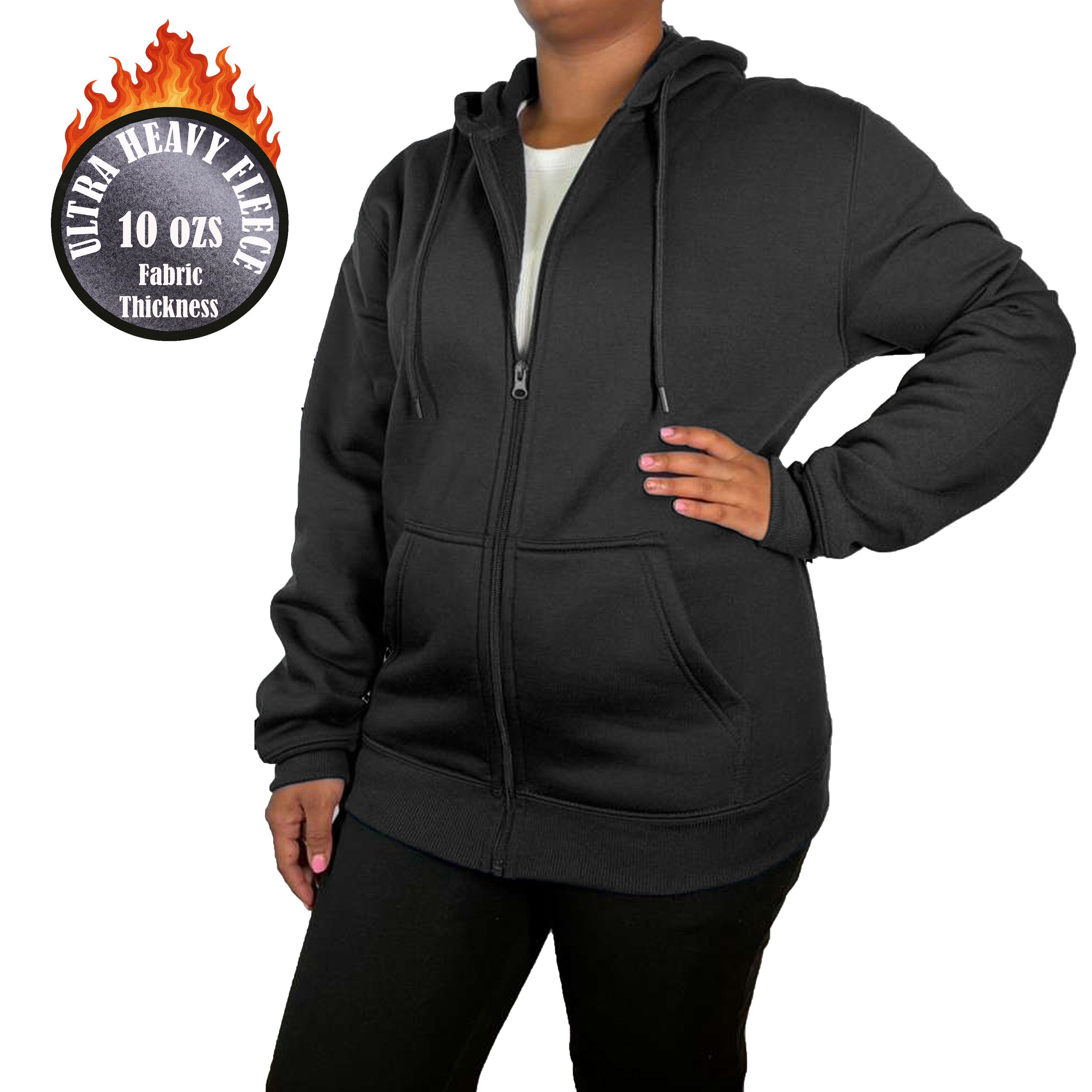 Womens Heavyweight Fleece-Lined Full Zip Hoodie - Gallery 16
