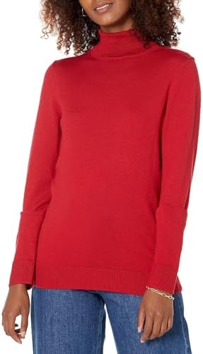 Amazon Essentials Women's Classic-Fit Lightweight Long-Sleeve Turtleneck Sweater (Available in Plus Size), Red, XX-Large