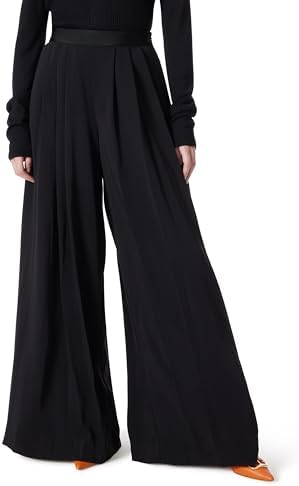 DEE OCLEPPO Women's Alex Pleated Wide Leg Pant with Side Zip Standard, Black