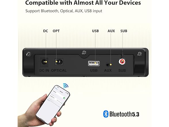 Wohome Sound Bar for Smart TV | 2.1 | BT 5.3