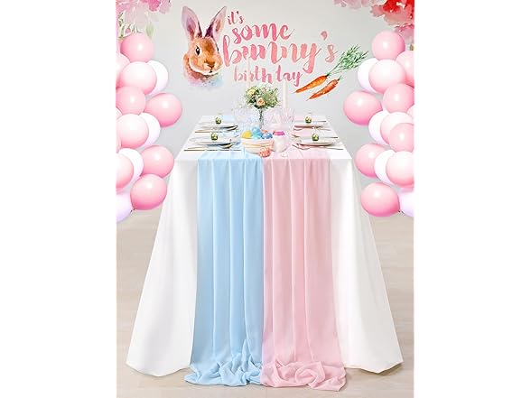 Chiffon Table Runner 27x120 Inches Sheer Pink Table Runners 2 Packs 10Ft