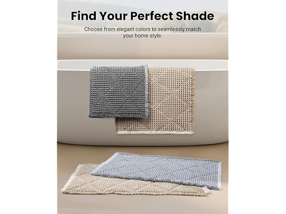 Furicher Waffle Bath Mat Set, Non Slip Bathroom Ru