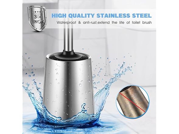 HAMITOR Silver Toilet Bowl Brush 2 Pack
