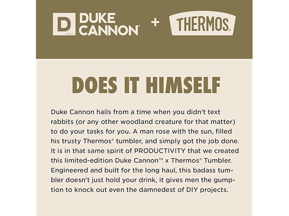 THERMOS + Duke Cannon, Stainless Steel Tumbler