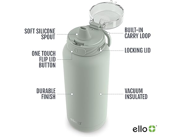 Ello Cooper Bottle, 32 oz, Sage