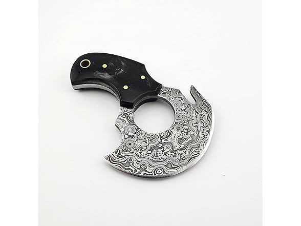 Vetus Skinning Knife BULL Horn Damascus