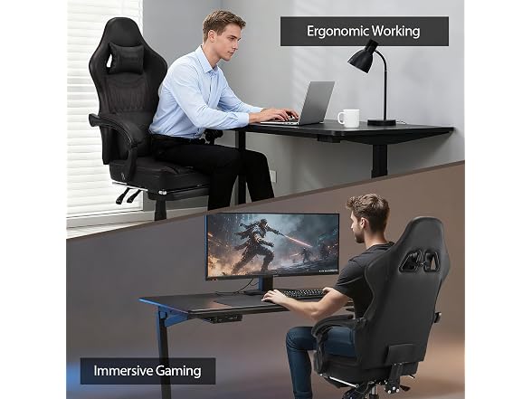 Dowinx Big and Tall Leather Gaming Chair Black/Red - Gallery 8