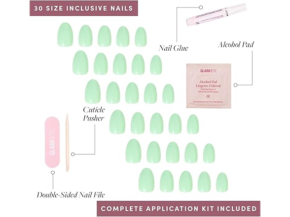 Glamnetic Press On Nails - Mint Green