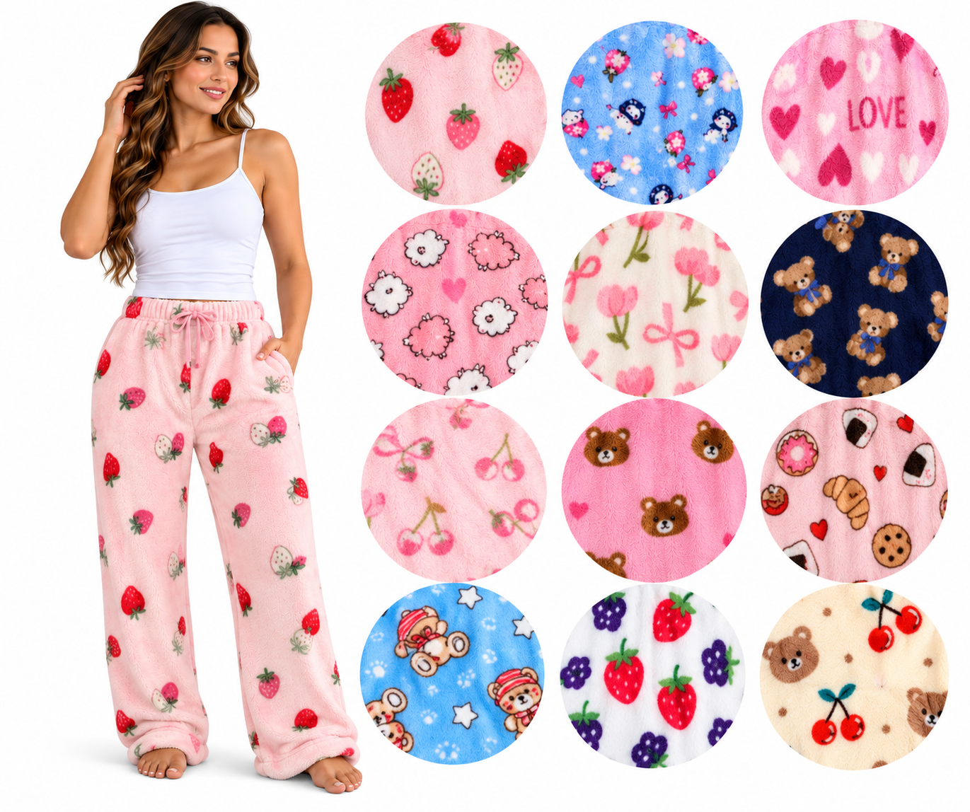 (4-Pack) Women's Soft Plush Lounge Pajama Pants - Gallery 3