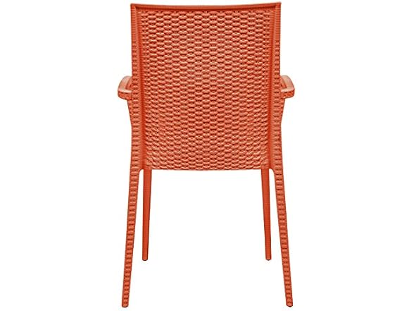 LeisureMod Hickory Stackable Patio Dining Armchair, 4pk