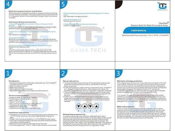 GamaTech Pressure Switch for Water Pump