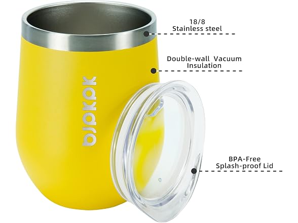 BJPKPK 2 PCS 12oz Insulated Wine Tumbler