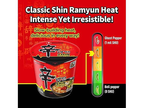 6PK Nongshim Shin Ramyun Cup of Noodles, Spicy