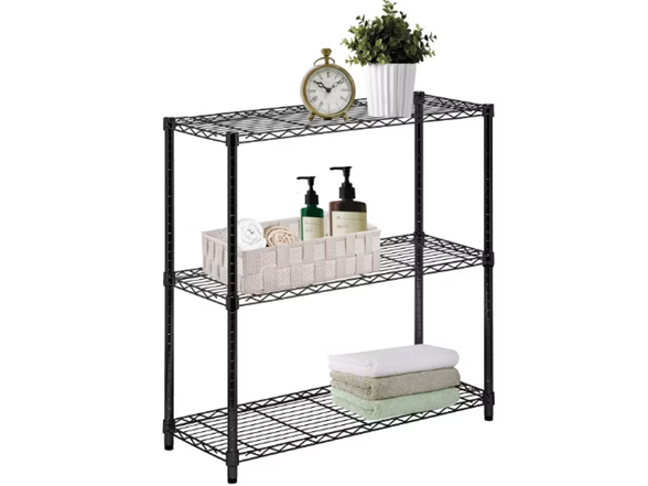 J&V Textiles 7056-BK 3-Tier Shelving Unit