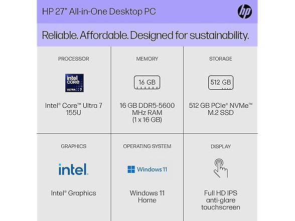 HP 27-cr1080 FHD Touch AIO