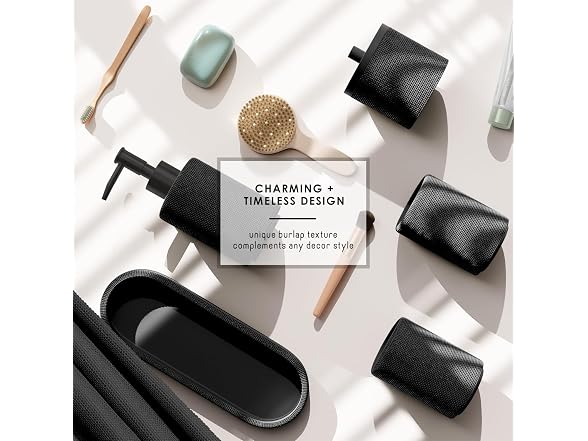 Clara Clark Bathroom Set - Black Bathroom Accessories Set