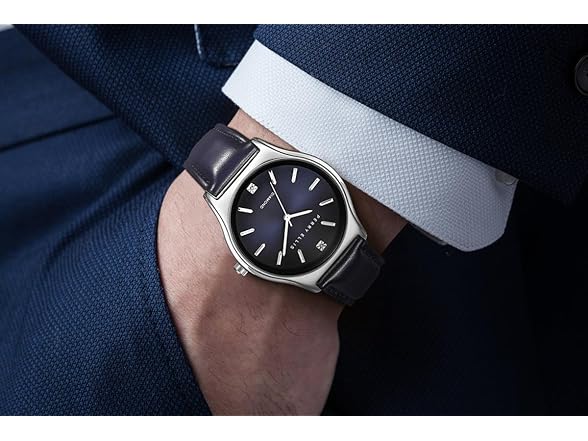 Perry Ellis Ultra Slim Watch Blue Dial Leather