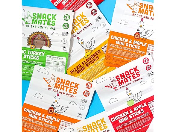 New Primal Snack Mates Turkey Sticks, Gl