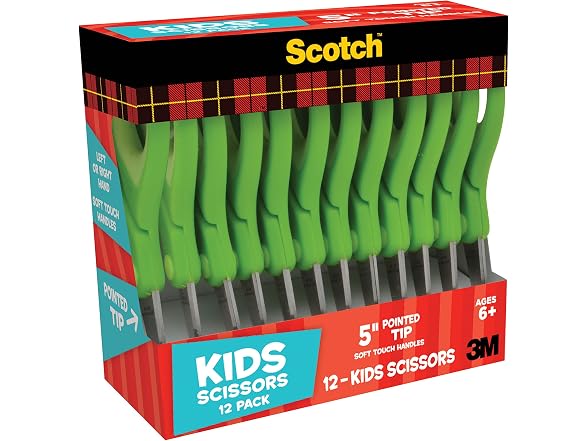 Scotch 5-Inch Soft Touch Pointed Kid Scissors