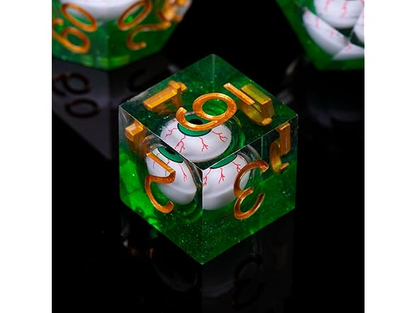 FugaCity DND-Blood Eyes & GREEN, Dice Set Hand