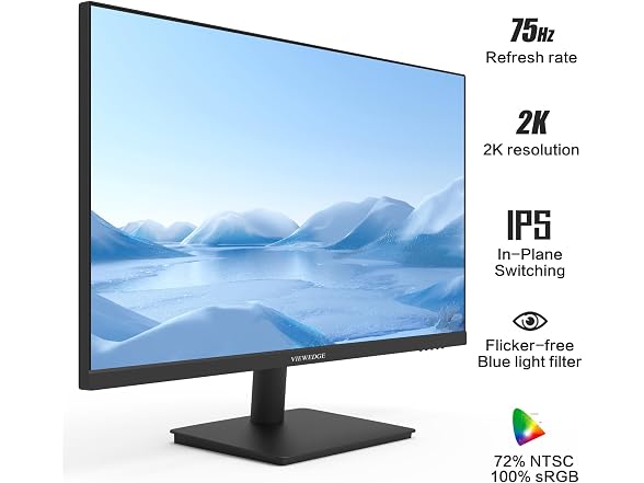 Viewedge 27 inch Monitor with QHD 2560 x 1440 IPS 75hz Computer Monitor (Open Box)