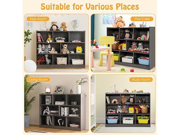 HOMGX Kids Montessori Shelf, 8-Cube Wooden Toy Storage Organizer