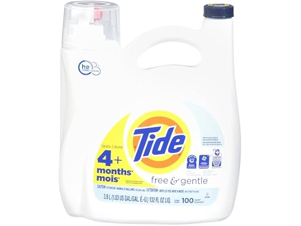 Tide Free And Gentle Laundry Detergent, 100 Loads