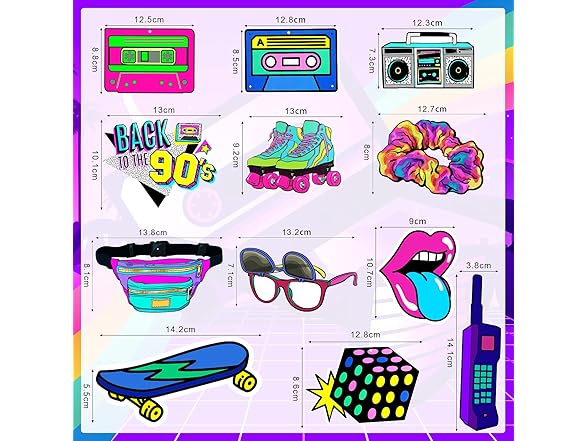 96 Pcs 90s Theme Party Decorations Kit