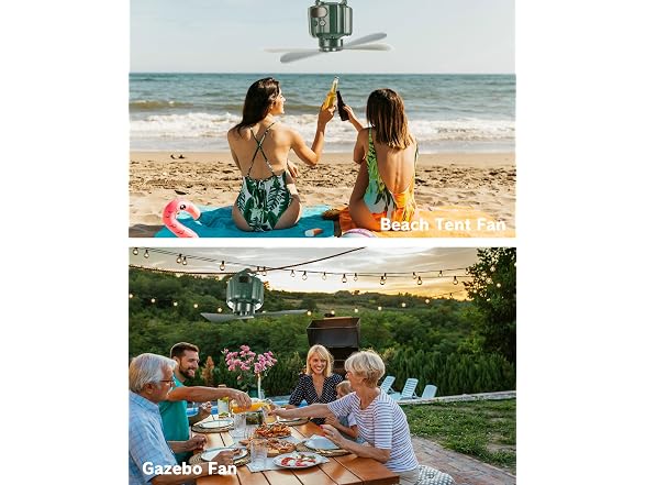 DUKUSEEK Camping Tent Ceiling Fan w/Light