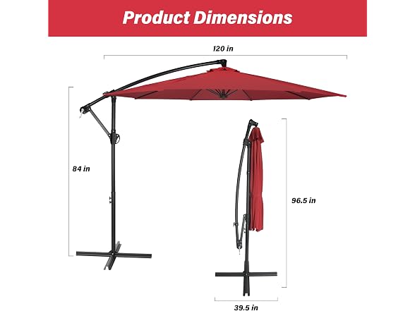 HealSmart 10ft Offset Hanging Patio Umbrella Cantilever