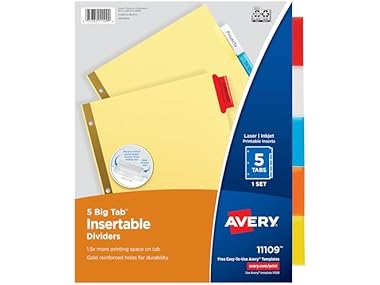 $1 Avery Binder Dividers - 5-Tab dealfomo