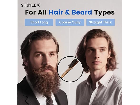 Boar Bristle Hair Brush for Men, Beard
