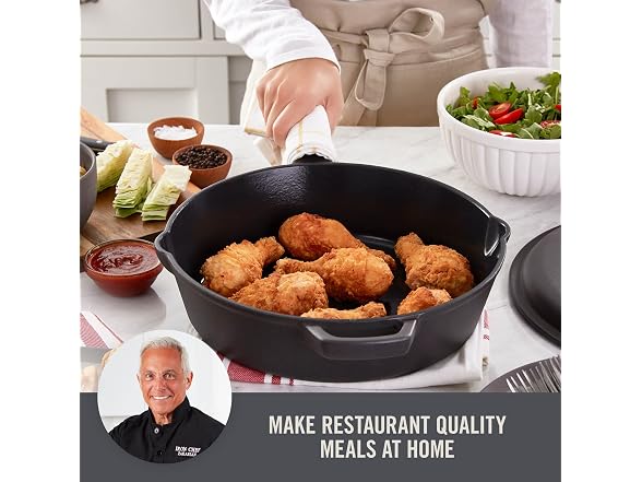 Zakarian Nonstick Cast Iron Deep Skillet with Cast Iron Lid