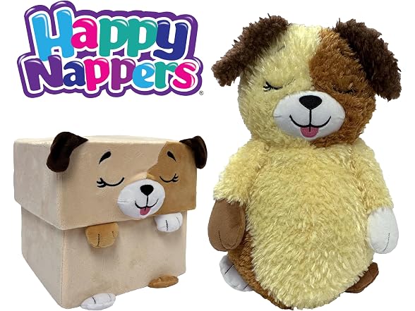 Happy Nappers Adorable Storables - Tan Dog 8" Plush & Cube Bin