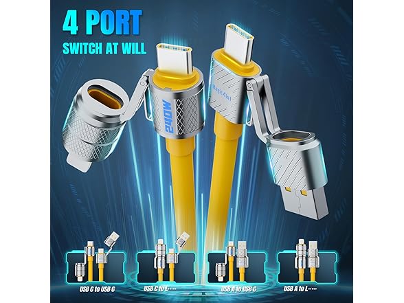 Magic 4-in-1 Multi USB-C Fast Charge 240W Charging Cable 4.8FT