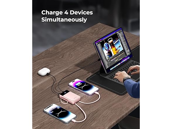 JOYFAR 22.5W 30000mAh USB-C Powerbank w/Built in Cables