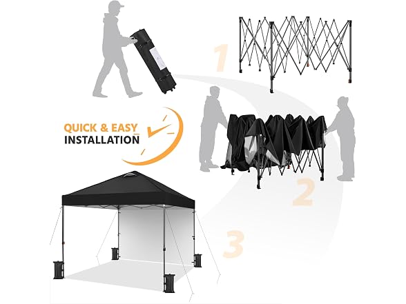 Yaheetech 10x10 Pop-Up Canopy Tent, Black, 1 Side