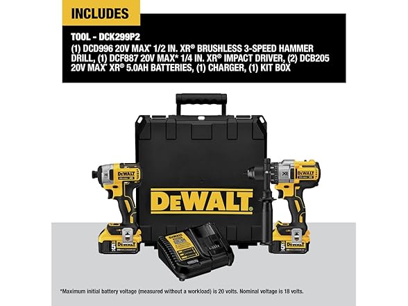 DEWALT DCK299P2 20V MAX XR Brushless Hammer Drill Kit