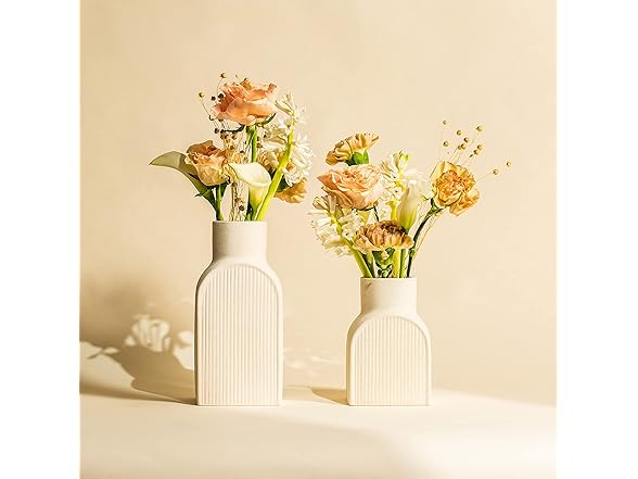 Home Habitat Ceramic Ribbed Vases