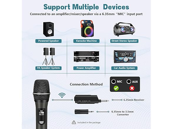 Wireless UHF Karaoke Microphone Set