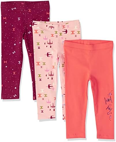 Amazon Essentials Disney | Marvel | Star Wars | Frozen | Princess Girls' Leggings, Pack of 3, Star Wars Ships, X-Large