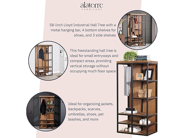 Lloyd Industrial Hall Tree with Storage