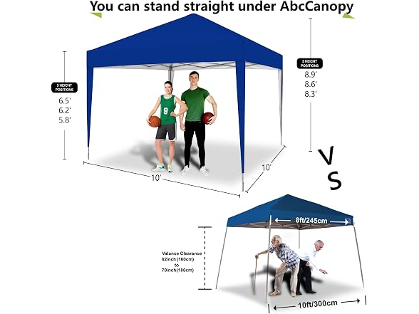 SANUMY 10x10 Pop Up Canopy – Easy Setup, Dk Blue