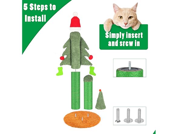 FluffyDream 32” Cat Scratching Post, Tall Christmas Tree