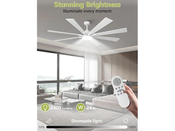 Vaczon VCZ006WH 72in Ceiling Fan